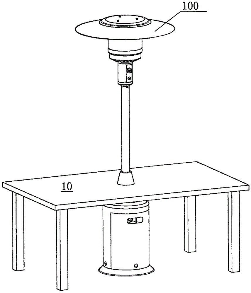 燃氣庭院加熱器以及燃氣庭院加熱器和戶外桌連接系統(tǒng)的制作方法附圖