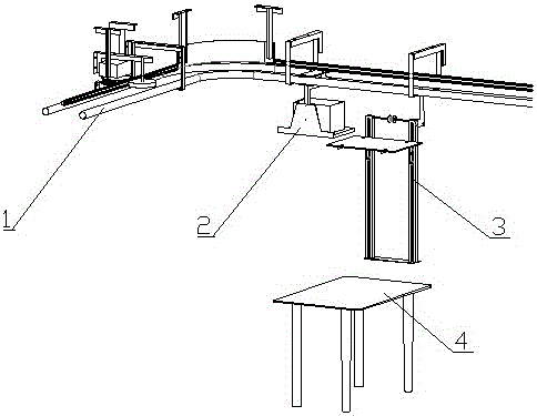 一種快餐店用空中懸掛自動(dòng)分撥上菜機(jī)械系統(tǒng)的制作方法附圖