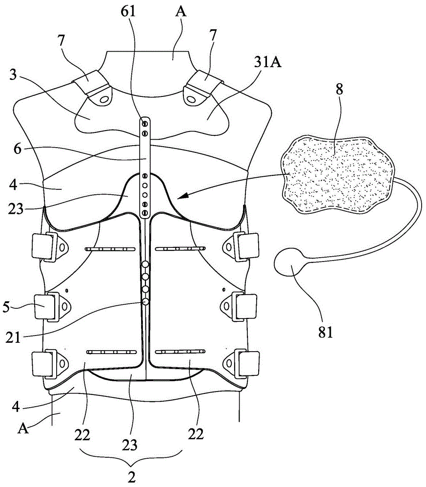 可調(diào)節(jié)的胸腰脊柱支撐護(hù)具的制作方法附圖