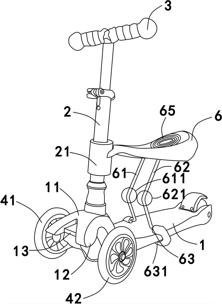 便于推動的滑板車的制作方法附圖