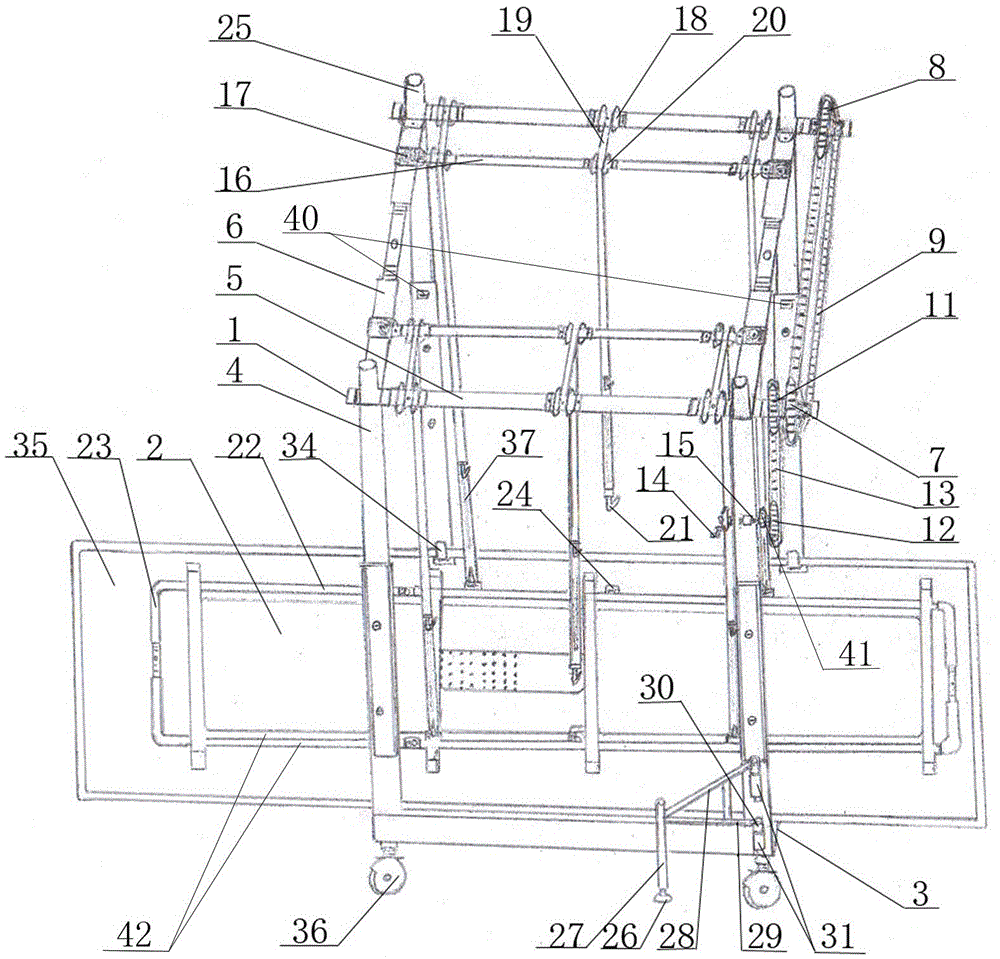 多功能懸空翻轉(zhuǎn)輪椅床的制作方法附圖