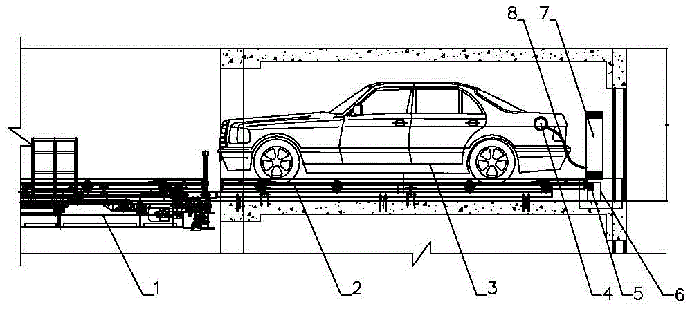 兼汽車充電功能的平面移動立體機械車庫的制作方法附圖