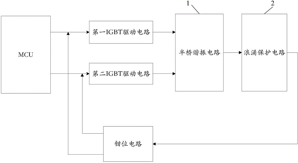 一種半橋浪涌檢測保護電路及電磁加熱設備的制造方法附圖